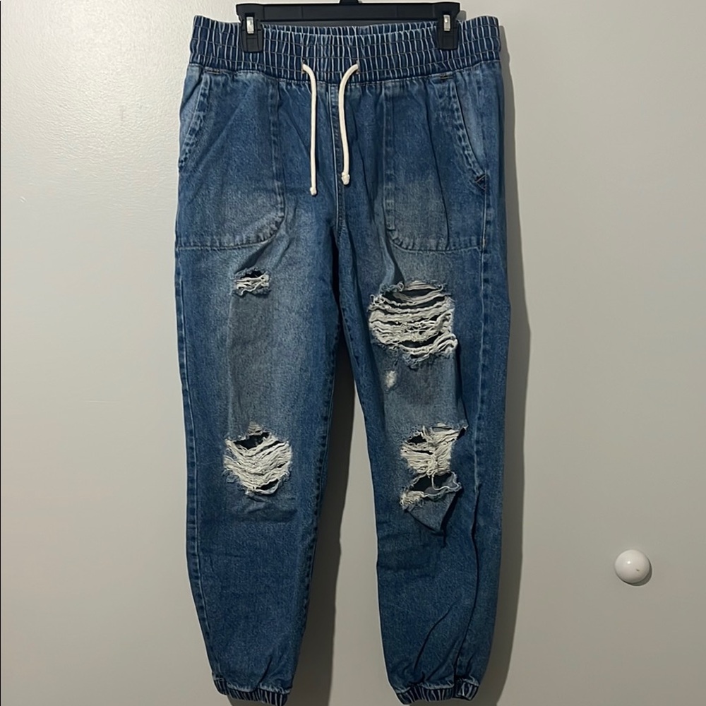 Celebrity Pink Distressed Jogger Jeans
